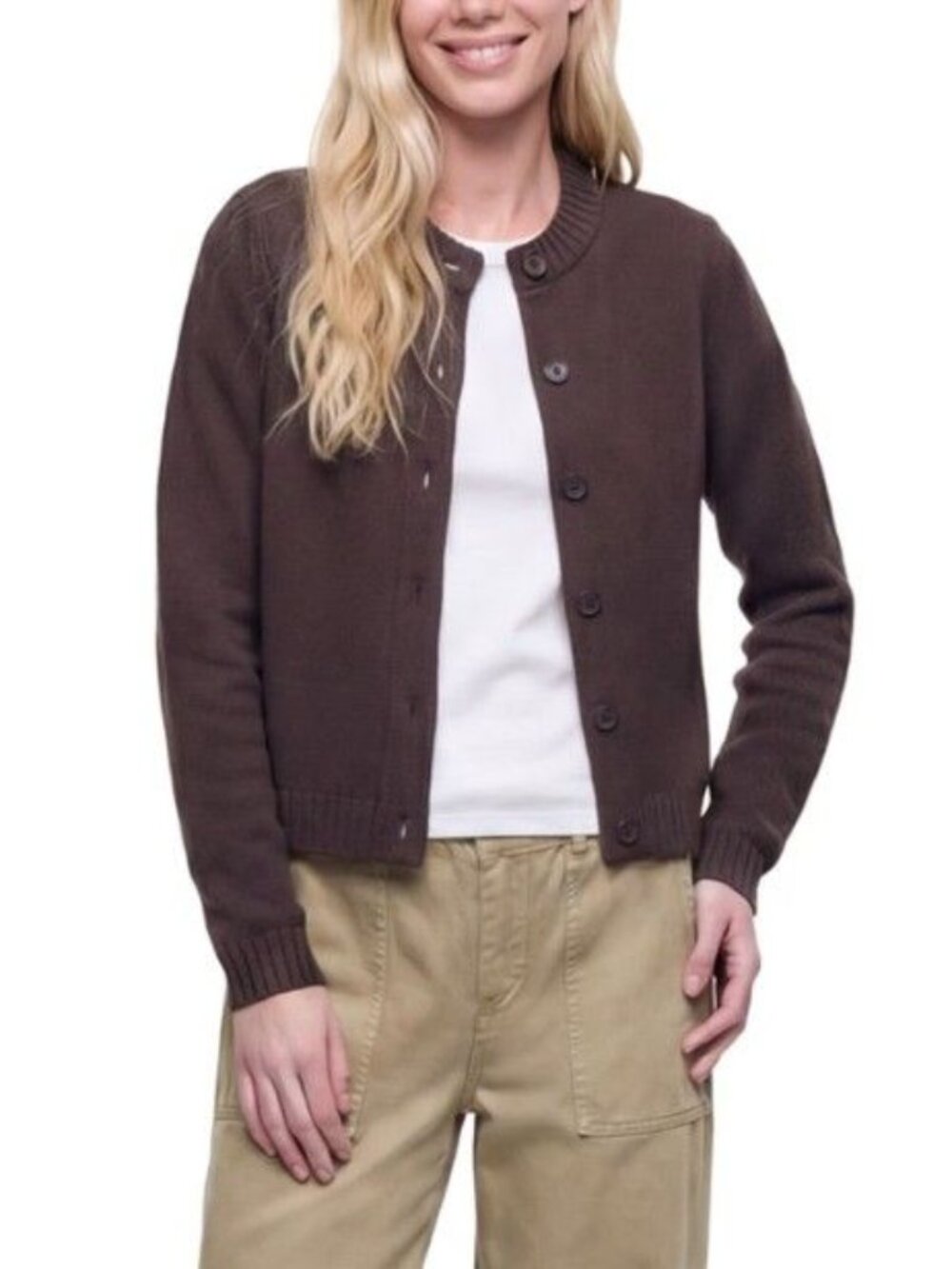 Gap Women's Button-Up Cardigan, Chocolate Brown, New With Tags, 100% cotton